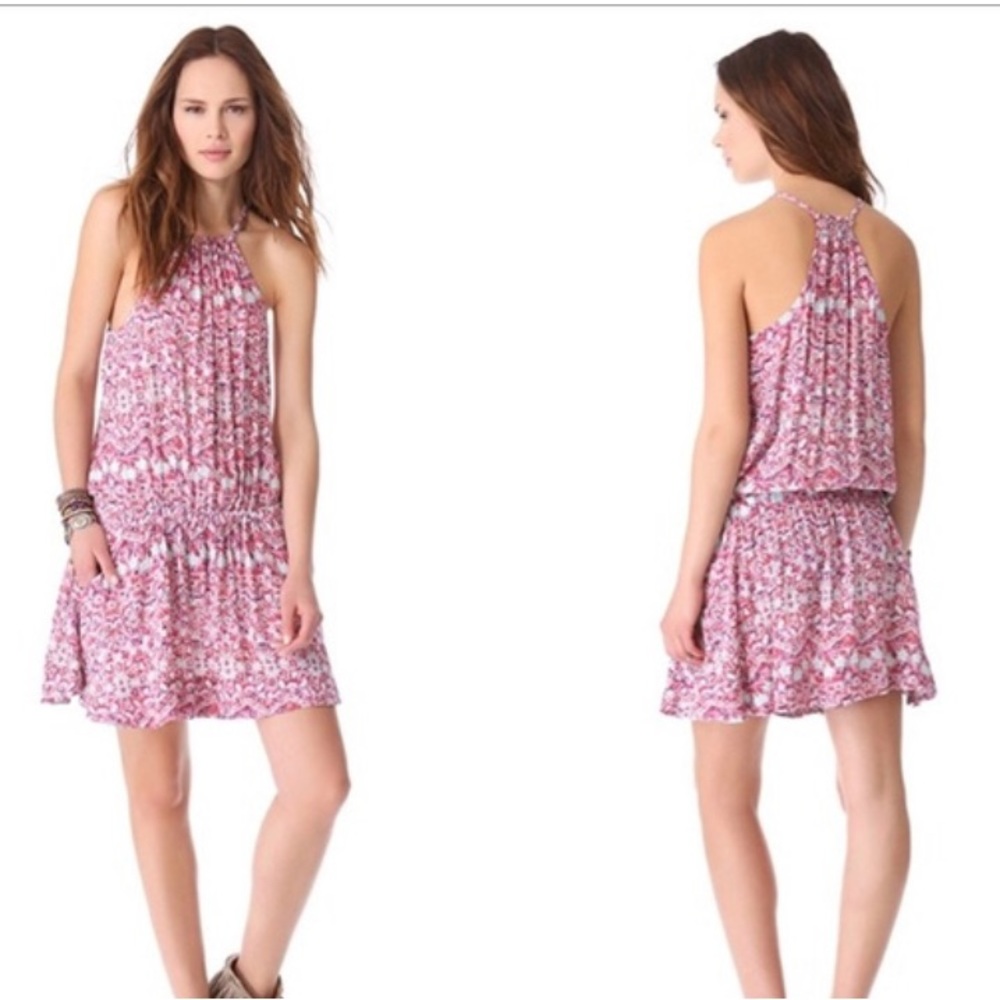 Free People Pink Aztec Print Drop Waist Dress with pockets size XS